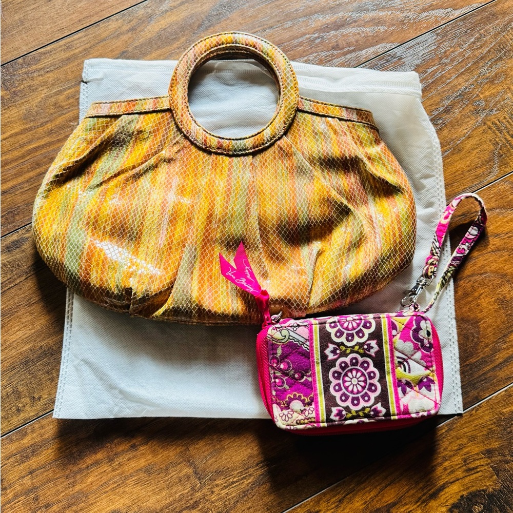 Stuart Weitzman Handbag & New Vera Bradly Pink Floral Wristlet Wallet - Picture 3 of 6